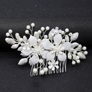 Alloy Flower With Handmade Pearls Bridal Hair Comb